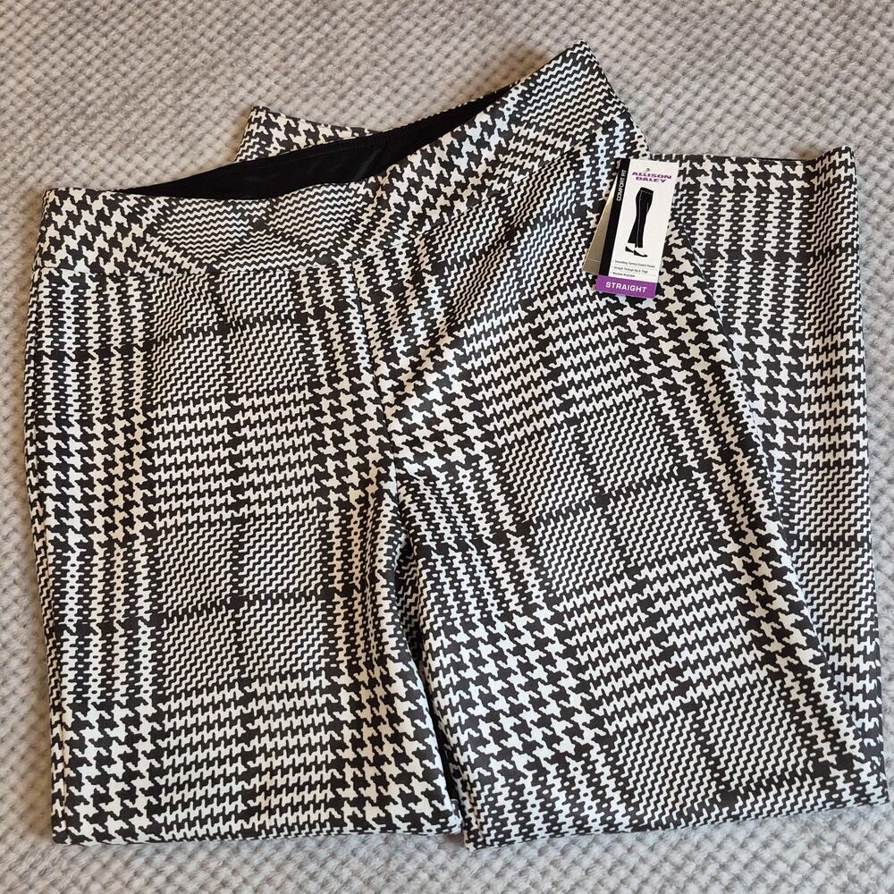 Allison Daley Pull On Pant Suede Houndstooth XL Regular Brown Tummy Control